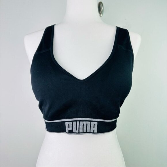 Puma Logo Sports Bra Cross-back Adjustable Straps Size Large - Picture 1 of 6